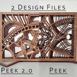 2 DESIGN FILES Peek 1 and Peek 2.0, Multilayered Geometric Sculptures, For Laser Cut CnC  Instant Download, Vector Files Ai,Dwg,Dxf and Svg