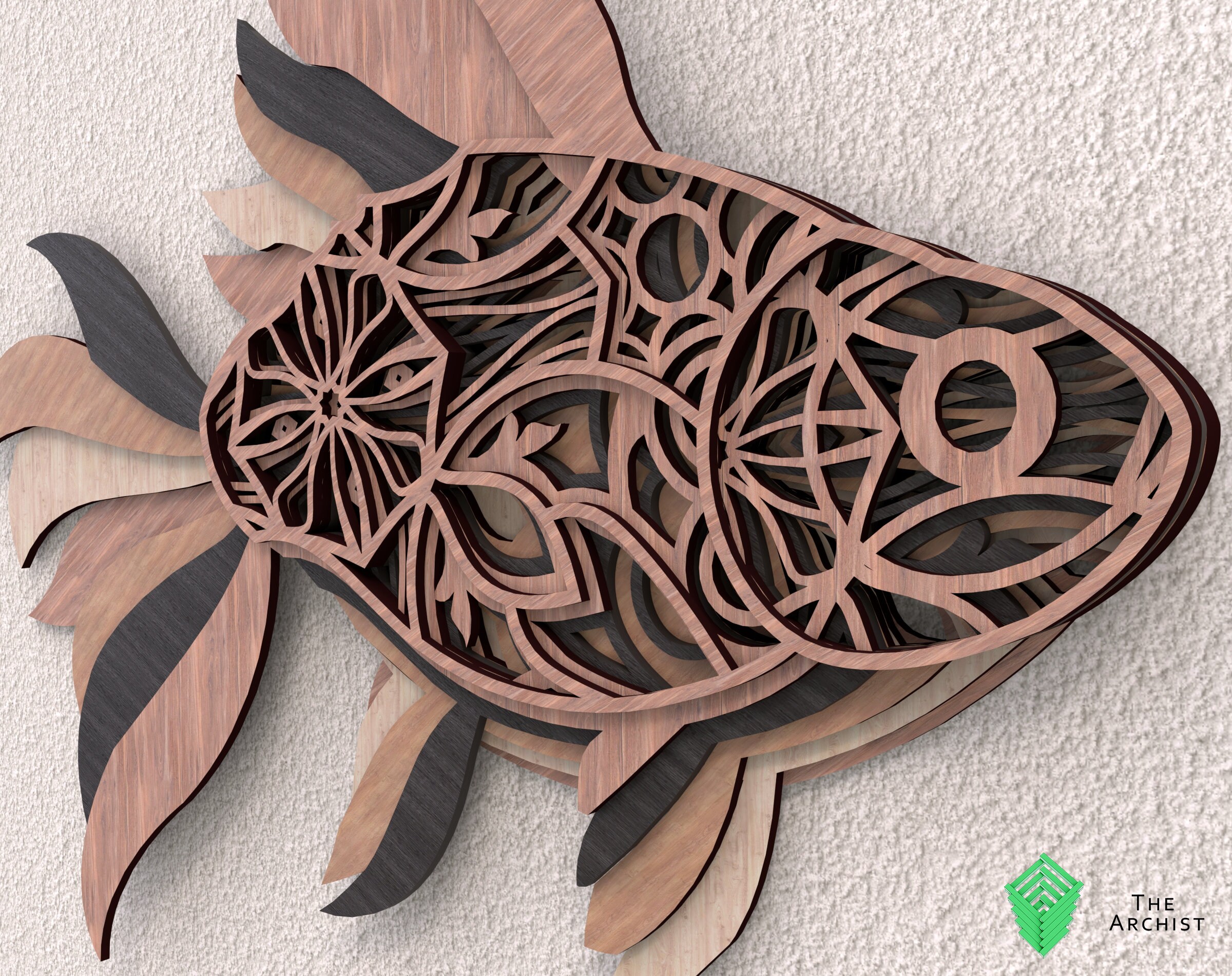 Goldfish Laser Cut File: 3D Mandala Wall Art SVG, DFX (digital Download ...