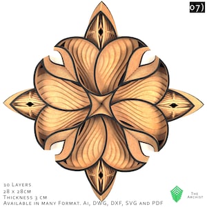Laser Cut file, Geometric Wall Art, cnc file, Instant Download, 3d layer svg, Laser cut, turtle wall art, AI, DWG, DFX file for cnc, (07)