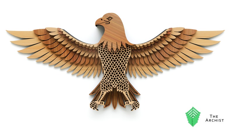 Download Laser Cut file Geometric Wall Art Bald Eagle cnc file 3d ...