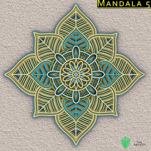 M5), Mandala svg, Laser Cut DXF, Mandala, Mandala file, Layered Mandala Svg file, Mandala Laser Cut template,  Sacred Geometry DXF,