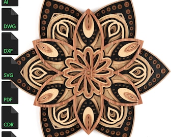3D Layer Mandala Geometric Wall Art – SVG | Cricut, Glowforge, Laser Cut, CNC