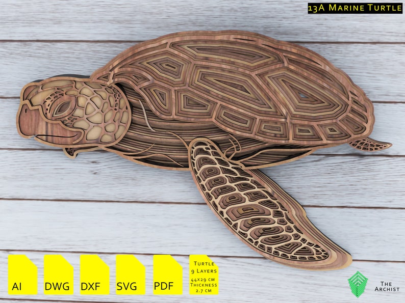 Download Laser Cut file Geometric Wall Art Sea Turtle wall art cnc ...