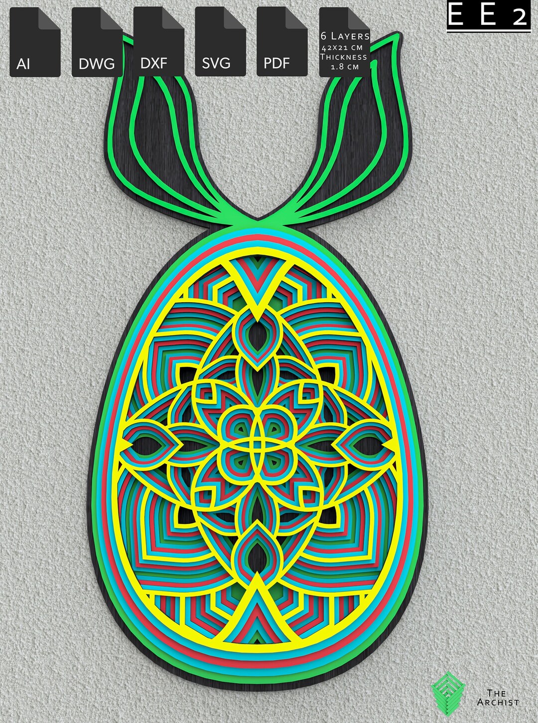 EE2- Easter Egg Svg, Laser Cut DXF, Mandala, Mandala File, Layered ...