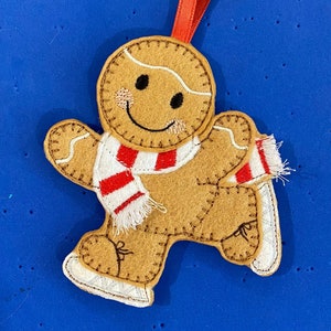 Winter Ice Skater Ginger, Gingerbread Felt Ornaments/Christmas/Boy/Girl/Gift Tag