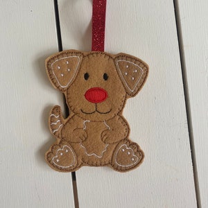 Ginger Dog, Gingerbread Felt Ornaments/Christmas/Celebration/Gift Tag