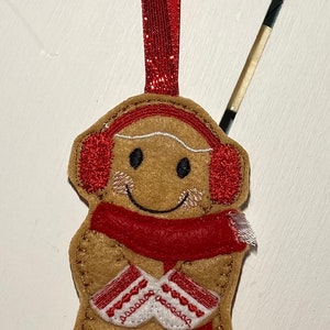 Ear Muff Ginger, Gingerbread Felt Ornaments/Christmas/Boy/Girl/Gift Tag