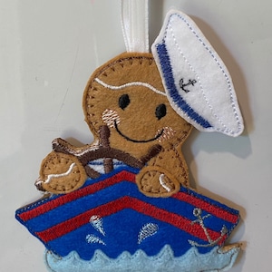 Boat Ginger, Gingerbread Felt Ornaments/Christmas/Boy/Girl/Gift Tag