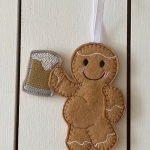 Beer Mug Ginger, Gingerbread Felt Ornaments/Christmas/Celebration/Gift Tag