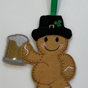 St. Patrick&#39;s Day Beer Mug Ginger, Gingerbread Felt Ornaments/Christmas/Celebration/Gift Tag