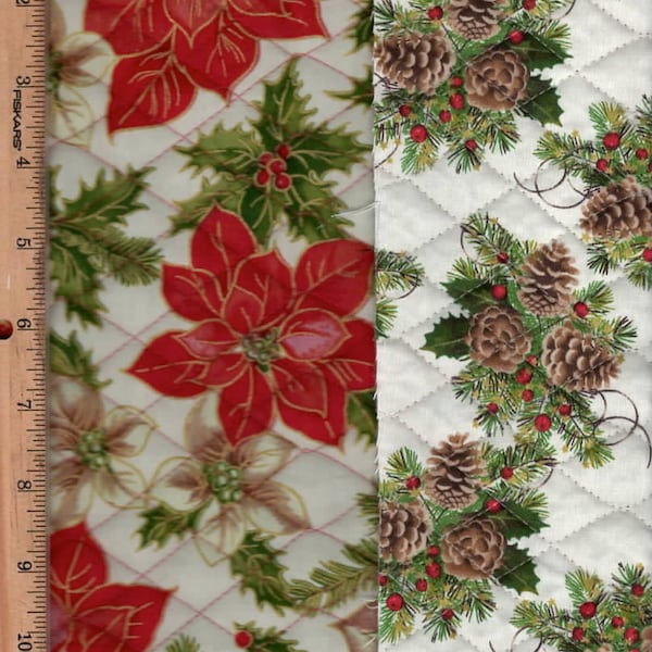 Pre Quilted Poinsettia w/ gold lining.(Sale) Listed @1/2 yard