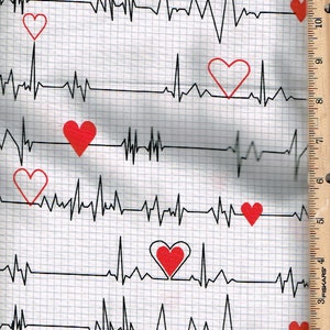 Calling all Nurses,Heart Beat, 45" wide" 100% cotton listed @  1/2 yard