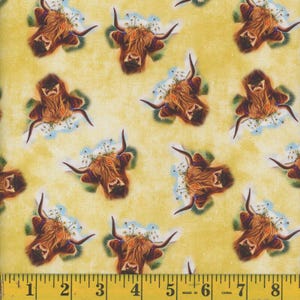 Vacas de las Tierras Altas, 100 % algodón, 1/2 yarda, precio: 4,99