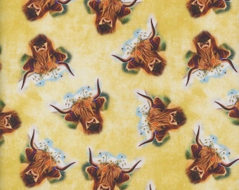 Highland cows  45&quot;wide 100% cotton,Listed @ 1/2 yd  4.99
