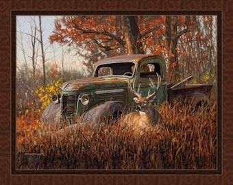 A Buck/ Deer and a Truck,36"x45' panel
