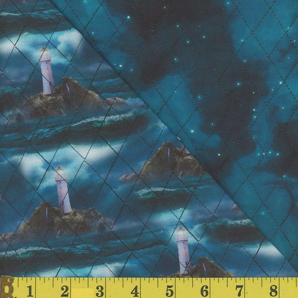 Pre Quilted Double-faced, Lighthouse Listed @1/2 yd 42'' wide