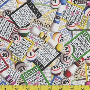 Bingo Bash, 100 % coton, référence @ 1/2 yd. 45" de large