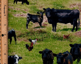 Black Angus Cows, 45" wide Listed @ 1/2 yard Elizabeth Studio 515