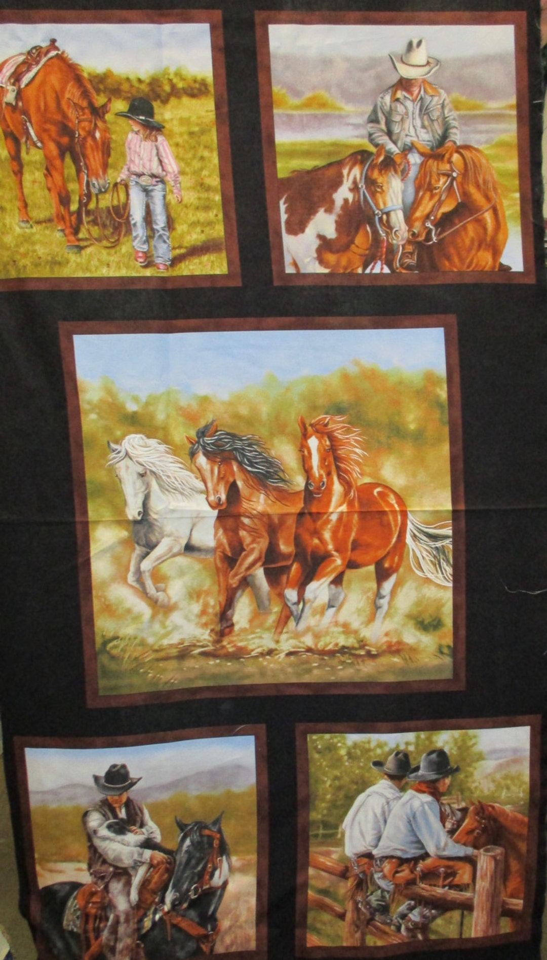 Panel Cowboy Cowboys Riding Horses,panel - Etsy