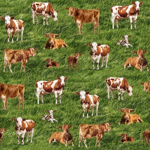 Brown  Cow Friends, 100% cotton, 45&quot; wide Listed @ 1/2 yard