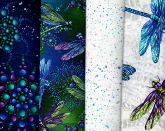 Dragonfly（トンボ柄）幅45インチ、1/2ヤード単位で販売、Hoffman