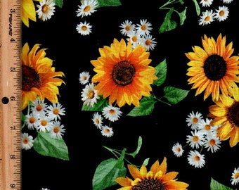 Sunflower ,w/ daisy 45" wide Listed @1/2 yard,CD2924 Timeless Treasures