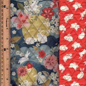 Pre Quilted Double-faced, Moon Rabbit Listed @ 1/2yard 42&quot; wide