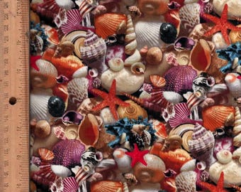 Seashells, 45" wide 100% cotton ,Listed @ 1/2 yard Elizabeth Studio