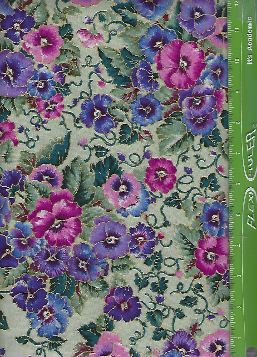 Pansy Fabric...pansies Listed 1/2 Yard on Light Green With Etsy Singapore