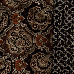 Pre Quilted, Double faced,  Brown /Black/w Gold Glitter outlined,42&quot; wide Listed @1/2 yard