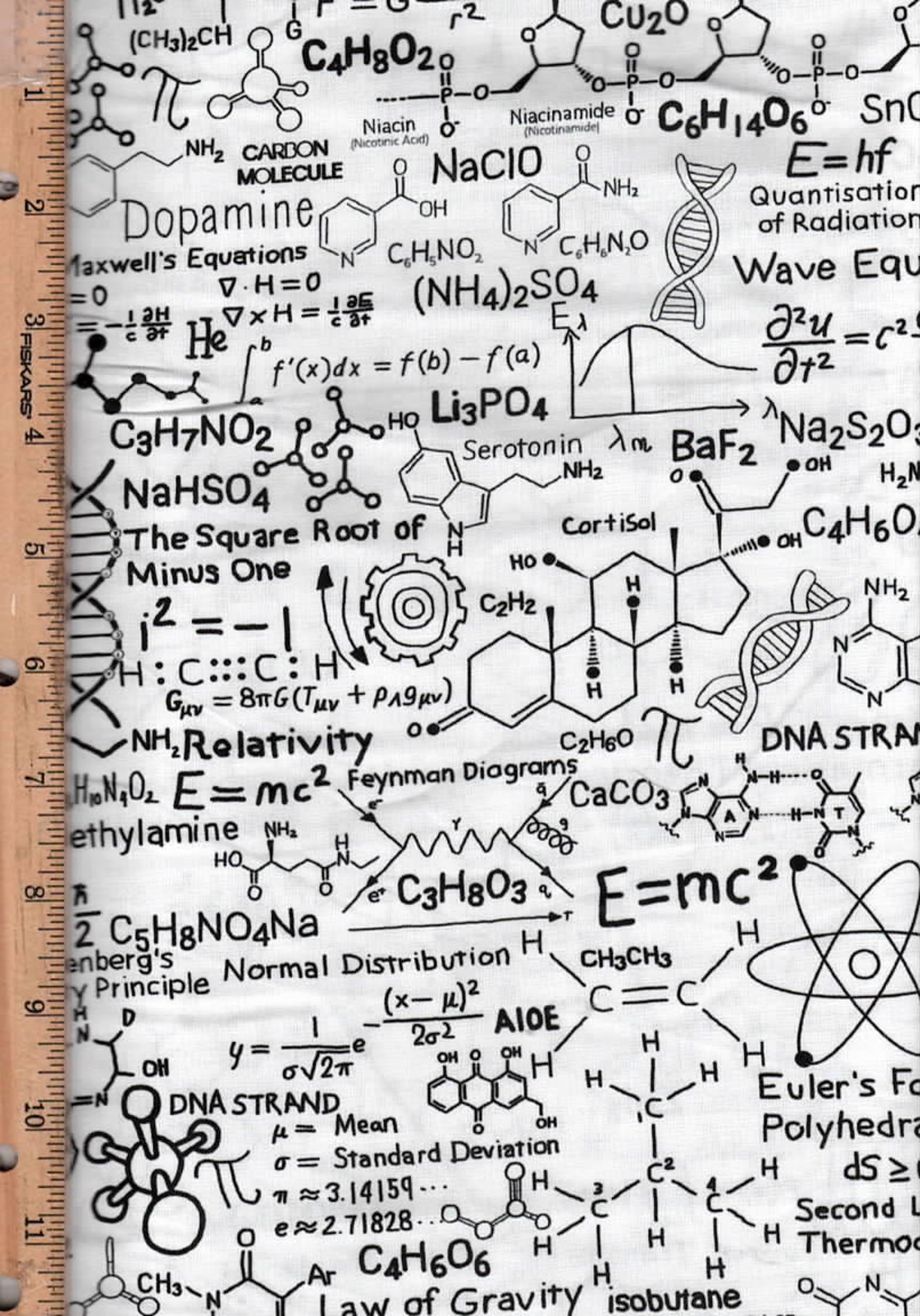 Science Chemistry Fabric 45 Wide Listed 1/2 Yard Etsy