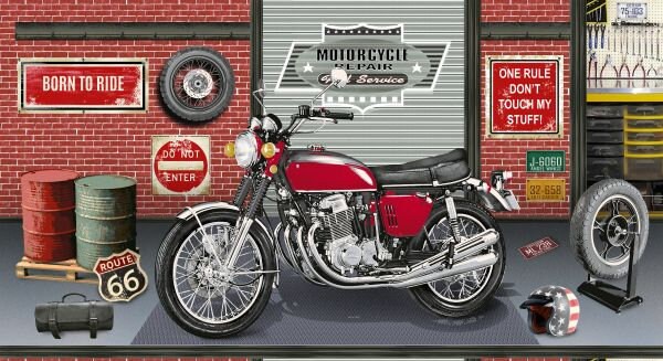 Motorcycle,My Tools My Rules,24"x45" wide Panel 100% cotton Henry Glass 518-99