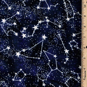 Sky, Glow in the Dark Constellation, 45 &quot;breite Liste @ 1/2yard 100% Baumwolle Timeless Treasures
