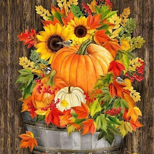 Fall Harvest Panel, Gold outlined 24&quot; x 44&quot; CM2800  Timeless Treasures