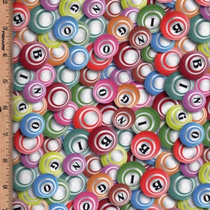 Bingo Balls, 45&quot; wide 100% cotton  Listed @ 1/2 yard