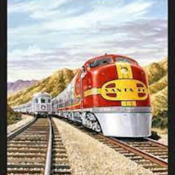 Train,Santa Fe Chief Locomotive, 36" x45" panel