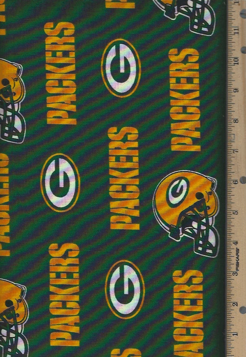 Nfl Green Bay Packers Helmets On Cotton Quilt Fabric Etsy