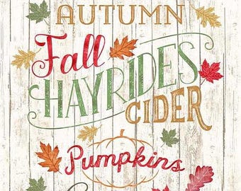 Fall Panel SayingsListed 24"x44" Timeless Treasures C7863