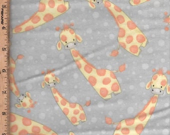 Flannel, Giraffe, on Gray,44" wide Listed @ 1-1/8 yard