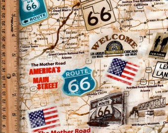 Route 66 Fabric Listed @1/2 yard 45" wide Timeless Treasures CD3060