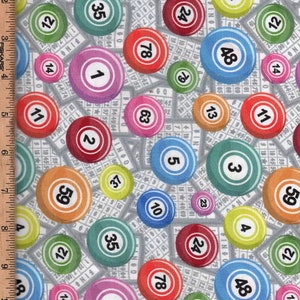 Bingokarten & Kugeln, 115 cm breit, 100% Baumwolle
