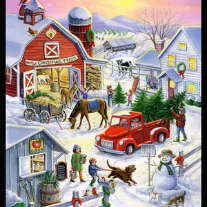 Weihnachtsbaum Bauernhof,Panel, 90cmx110cm