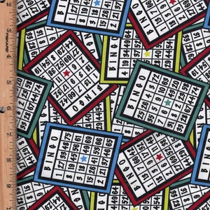 Cartes de bingo de 45 po. de large 100 % coton répertoriées à 1/2 yard