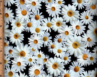 Daisy on Black, 45" wide 100% cotton ,Listed @ 1/2 yard CD2926Timeless Treasures