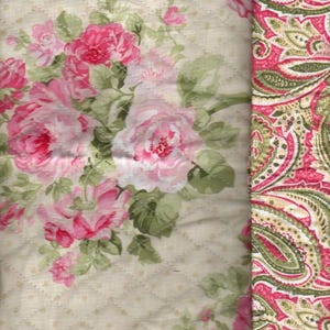 Pre Quilted,Roses/ pink Paisley, Listed @ 1/2 yard 43&quot; wide(Sale)