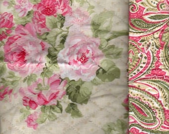 Pre Quilted,Roses/ pink Paisley, Listed @ 1/2 yard 43&quot; wide(Sale)