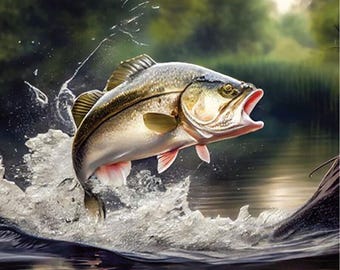 Fish Largemouth Bass, 35"x 44"100% cotton
