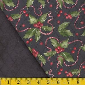 Pre Quilted,Christmas w/ candy canes 42&quot; wide Listed @ 1/2 yard
