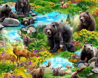 Wilderness Animal Scenic 45'' by 1/2 yard