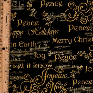 Christmas MusicPrint,W/ Gold trim Listed @ 1/2 yard. 45&quot; wide Timeless TreasuresCM 2052